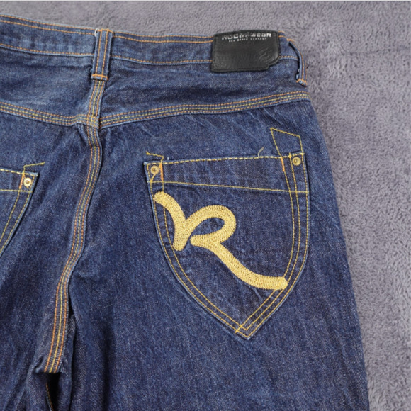 Rocawear‎ Jeans Mens 36 Blue Denim Straight Leg Embroidered Back Pocket Hip Hop - Picture 5 of 11